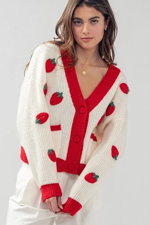 STRAWBERRY KNIT CARDIGAN