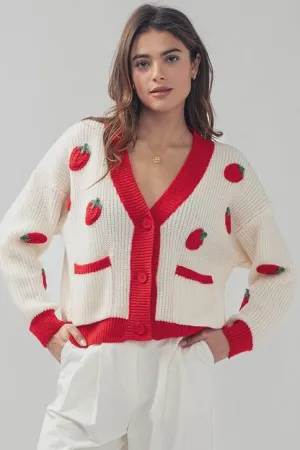 STRAWBERRY KNIT CARDIGAN