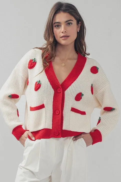 STRAWBERRY KNIT CARDIGAN