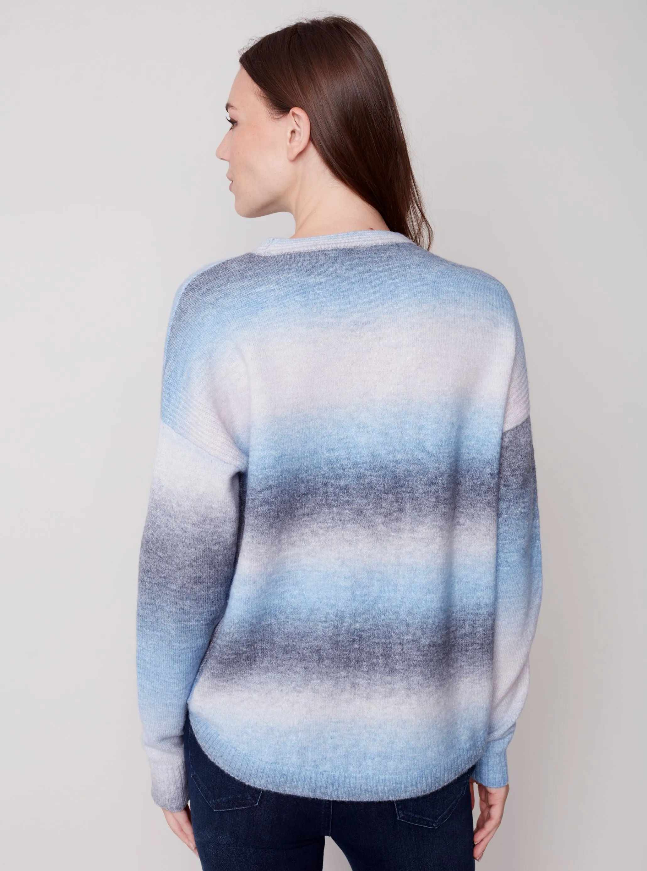 Sweater With Detachable Scarf [Denim Ombre-C2420]