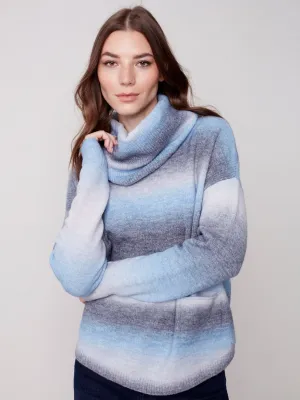 Sweater With Detachable Scarf [Denim Ombre-C2420]