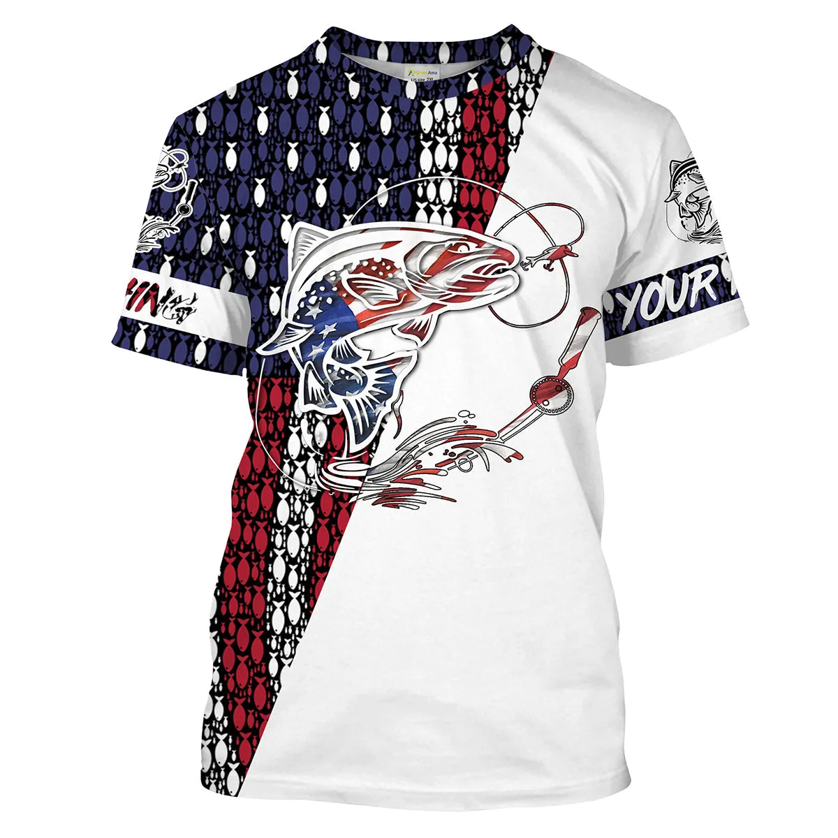 Trout Fishing Patriotic American Flag Long Sleeve Shirts For Fisherman, Personalized Gifts On Christmas