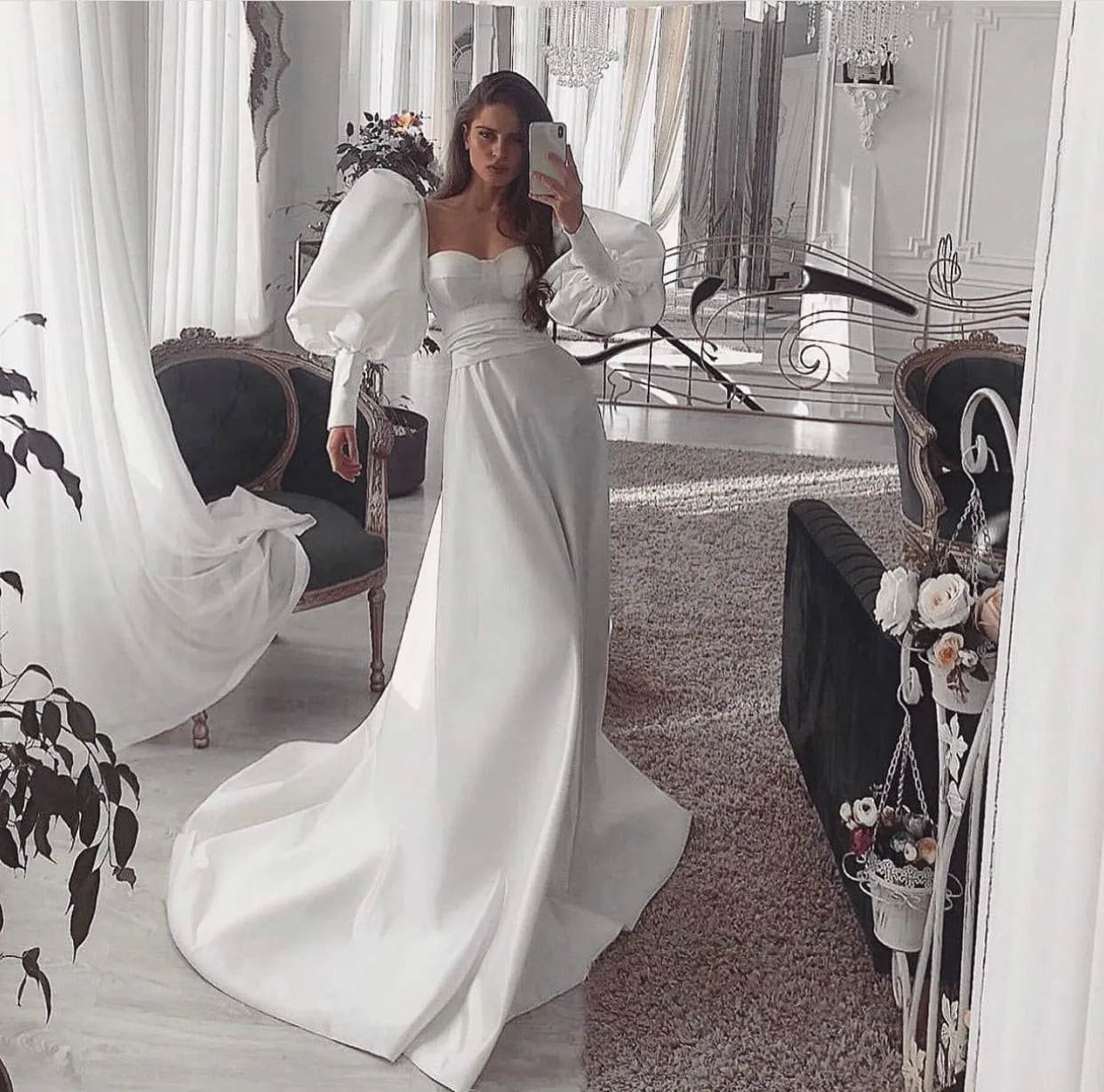 White Taffeta Bridal Dress