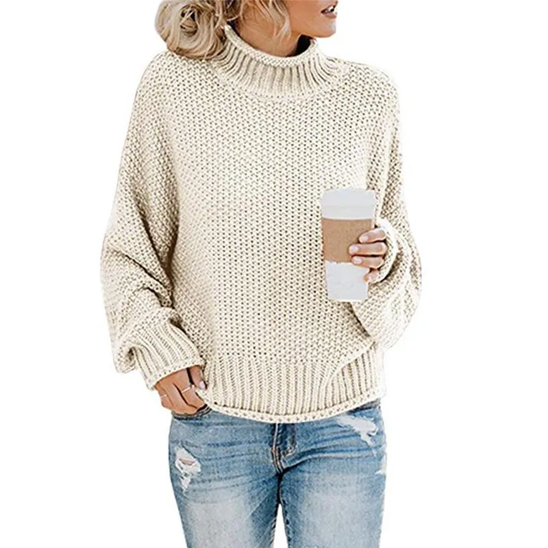 Women Winter Kint Crew Neck Turtleneck Sweater