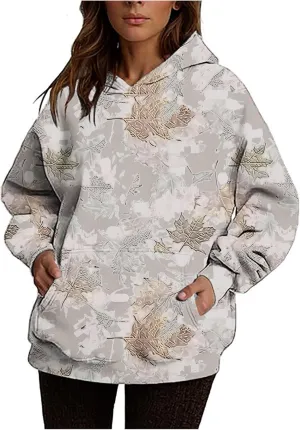 Womens 2024 Fall Sweatshirt Long Sleeve Fashion Graphic Design Pullover Hoodies Casual Oversized Sweaters Clothes
