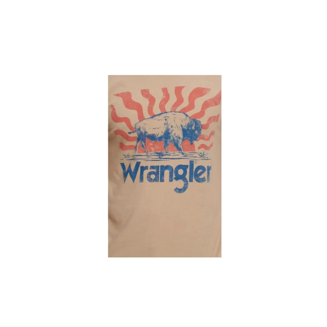 Wrangler Men's Toasted Sunrise Logo Graphic Short Sleeve Sand Buffalo Tan T Shirt