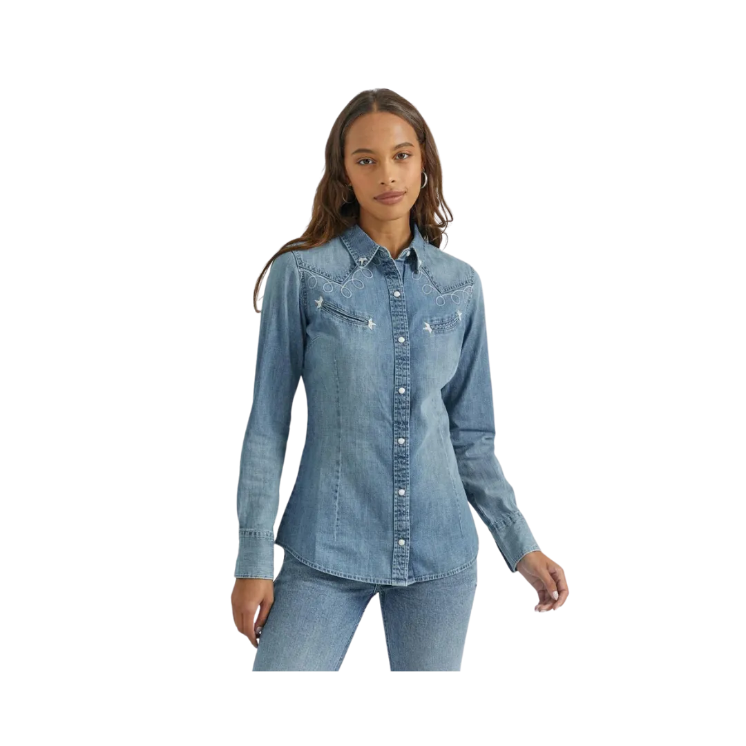 Wrangler Women's Retro Western Vintage Snap Top